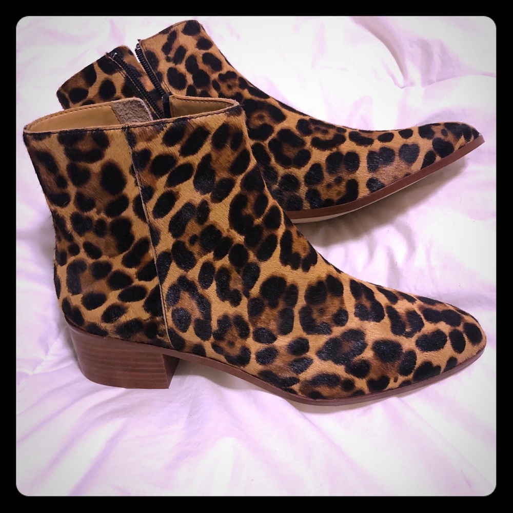JCrew Leopard Ankle Boots